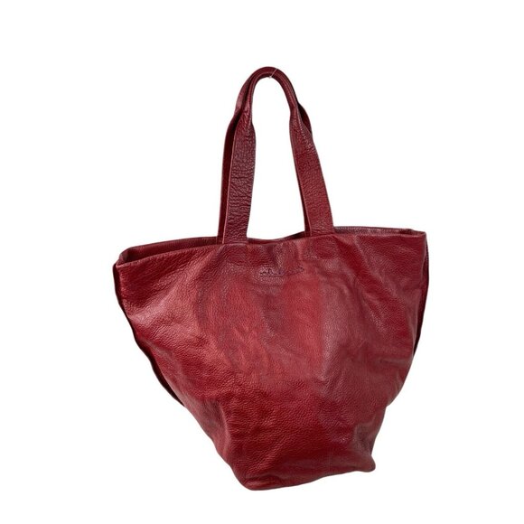 Neta Sade Hobo Bag Purse Red Pebbled Leather Large Tote Handbag Designer - Picture 5 of 13